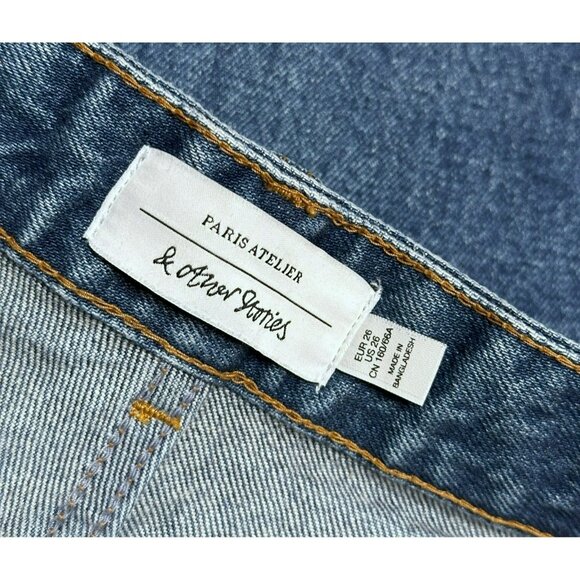 & Other Stories Paris Atelier High Waist Wide Leg Jeans Blue Medium Wash Size 26 - Picture 3 of 11